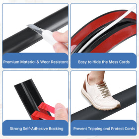 LSGCQ Floor Cord Cover low profile design hiding cables under furniture