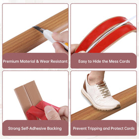 LSGCQ low-profile floor cord cover hides cables while wheels roll smoothly.