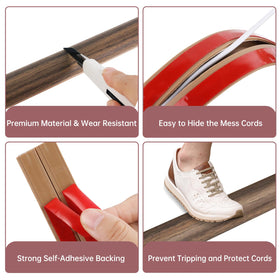 LSGCQ low-profile floor cord cover hiding cables while wheels roll smoothly