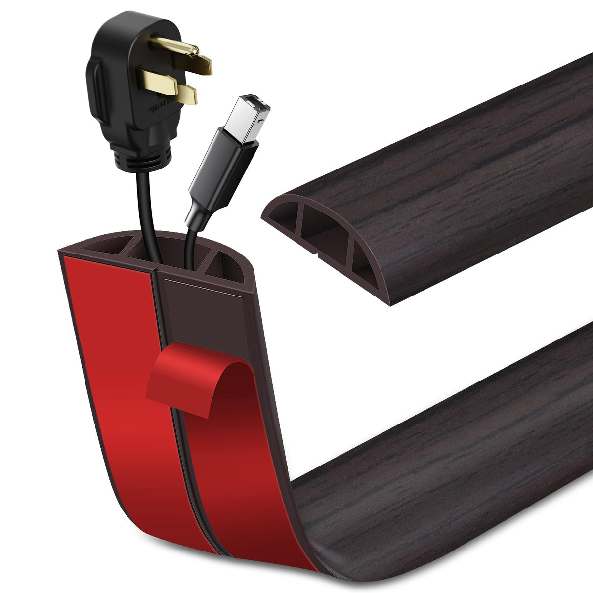 LSGCQ floor cord cover with self adhesive backing protects wires on hardwood floors