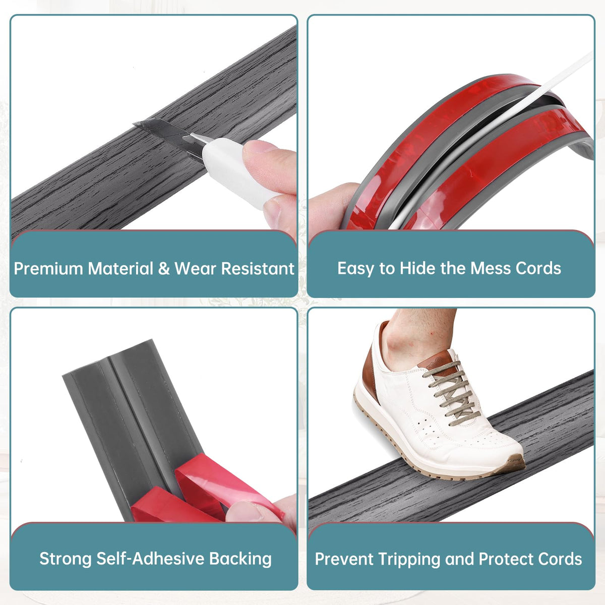 LSGCQ floor cord cover designed to roll smoothly under wheels