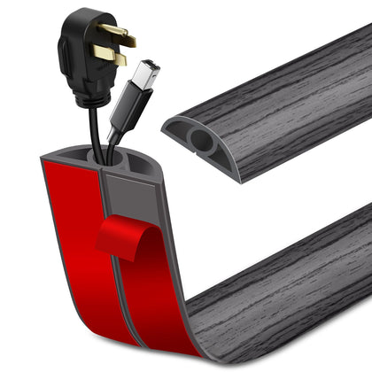 LSGCQ front view of deep grey wood cord cover showing neat cable concealment