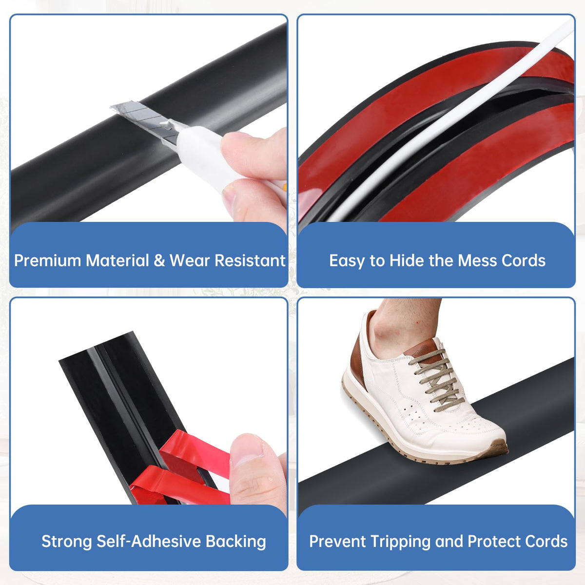 LSGCQ low-profile cord hider blends with decor while safeguarding cables