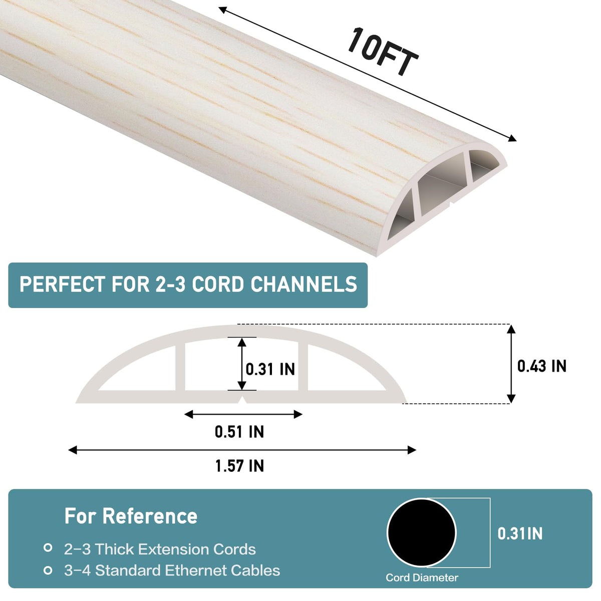 LSGCQ self-adhesive cord cover demonstrates edge-to-floor installation