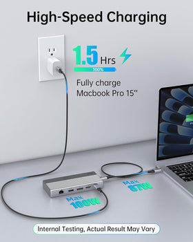LSIKMC dock dual HDMI setup with two monitors, enables dual 4K@60Hz productivity