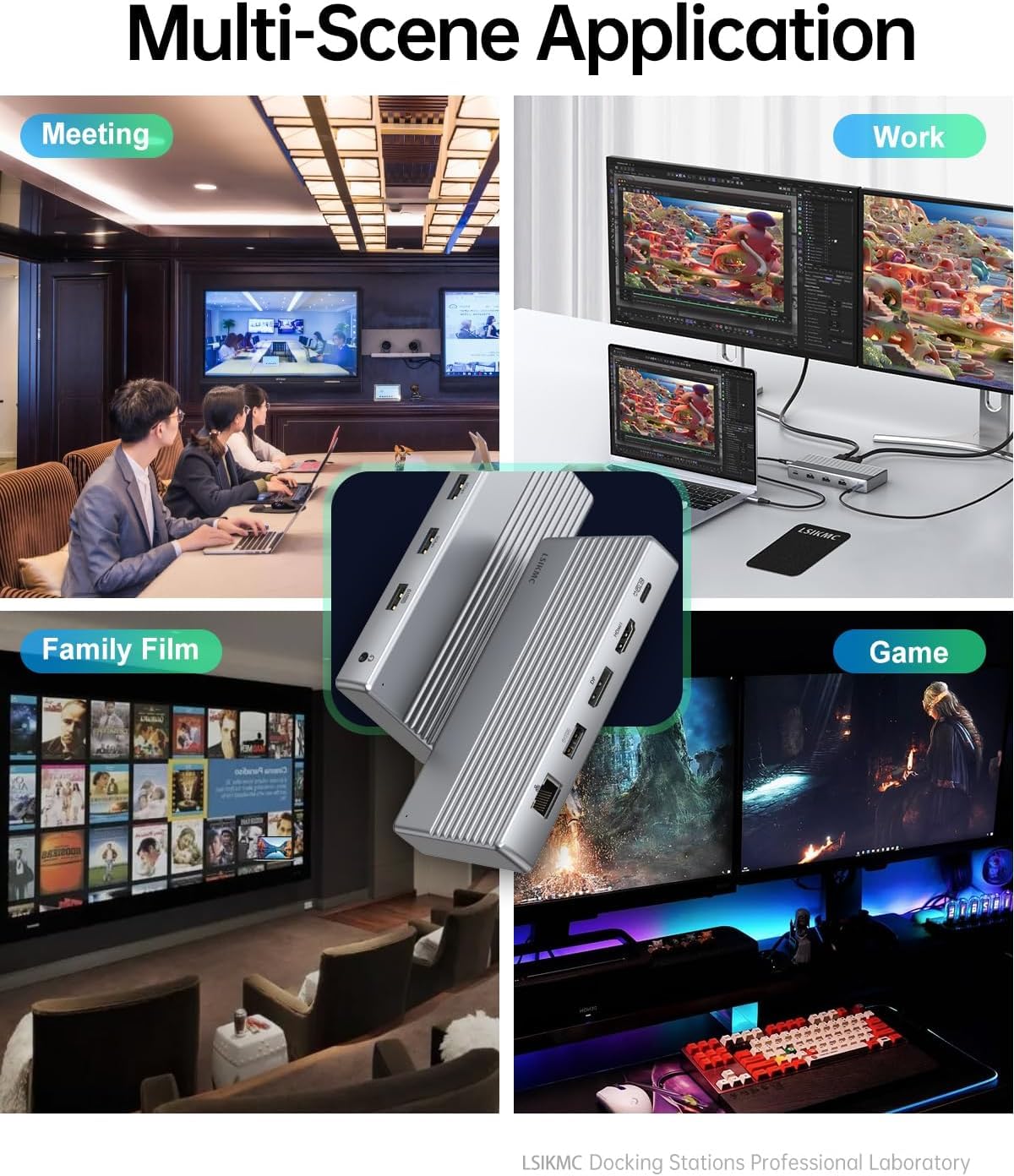 LSIKMC dock Ethernet and audio ports detail, ensures stable network and clear calls