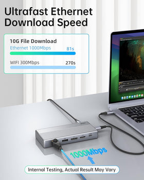 LSIKMC dock USB ports and USB‑C closeup, fast file transfers and peripheral support