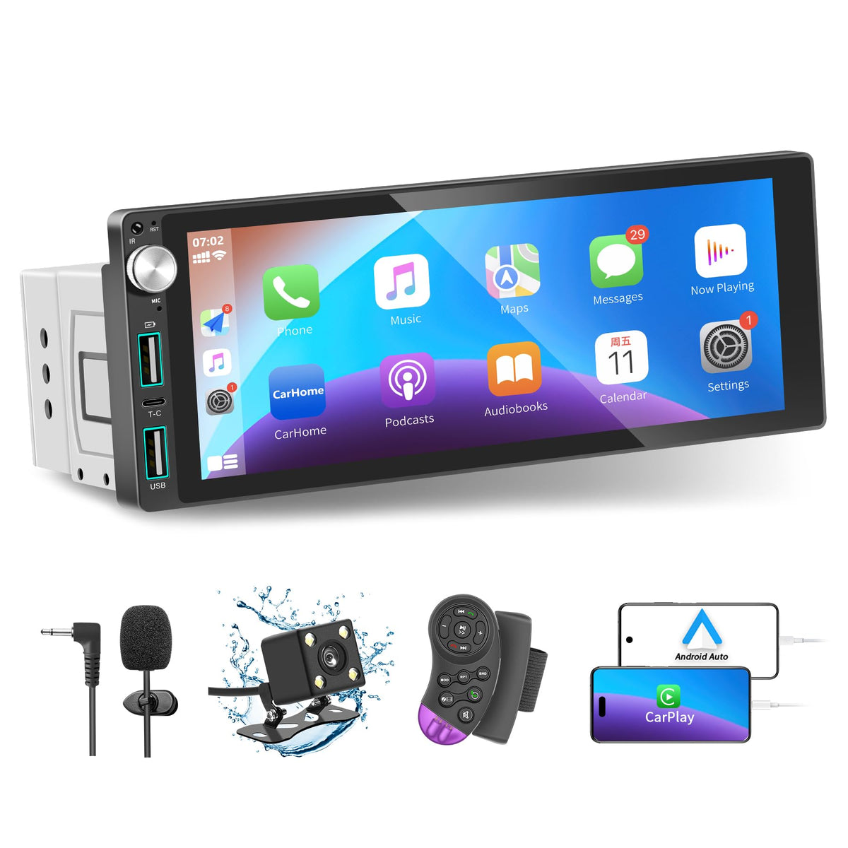 LSLYA front panel showing 6.9-inch IPS display and icons for quick control