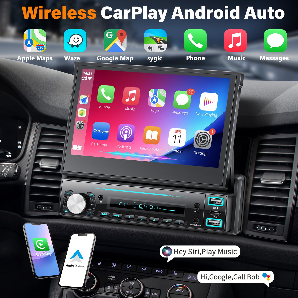 LSLYA wireless carplay-android-auto interface enables seamless smartphone integration on the road.