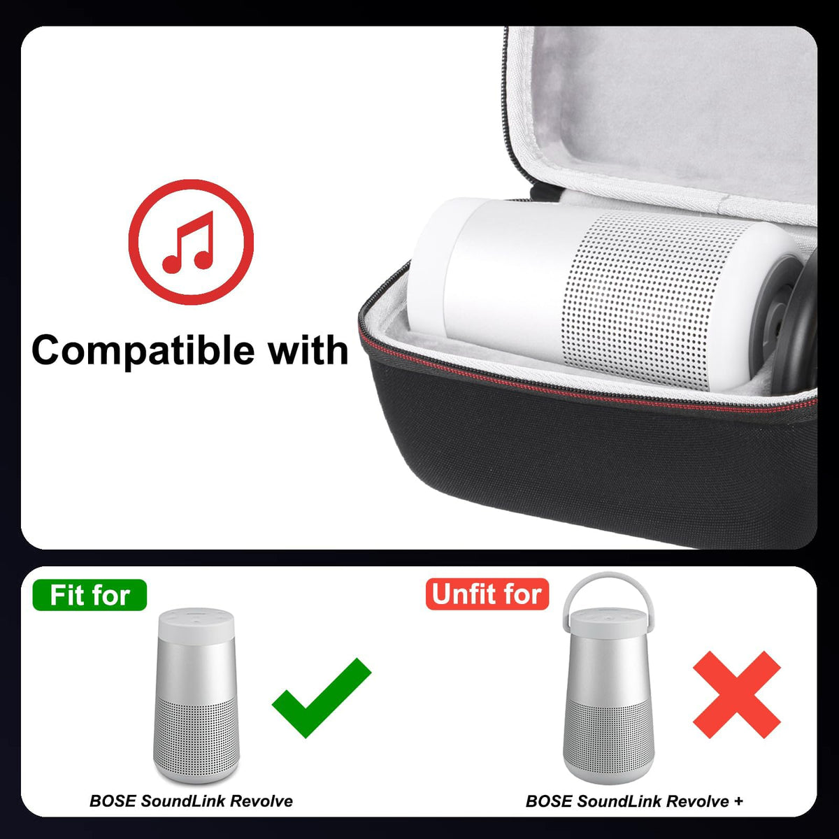 LTGEM Bose SoundLink Revolve case with handle-strap for easy transport