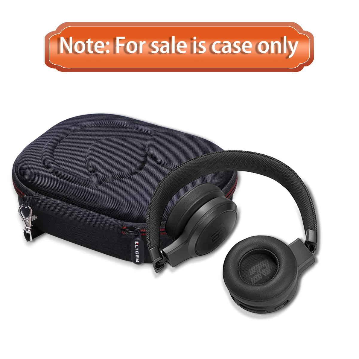 LTGEM case in backpack as a compact travel companion for headphones.