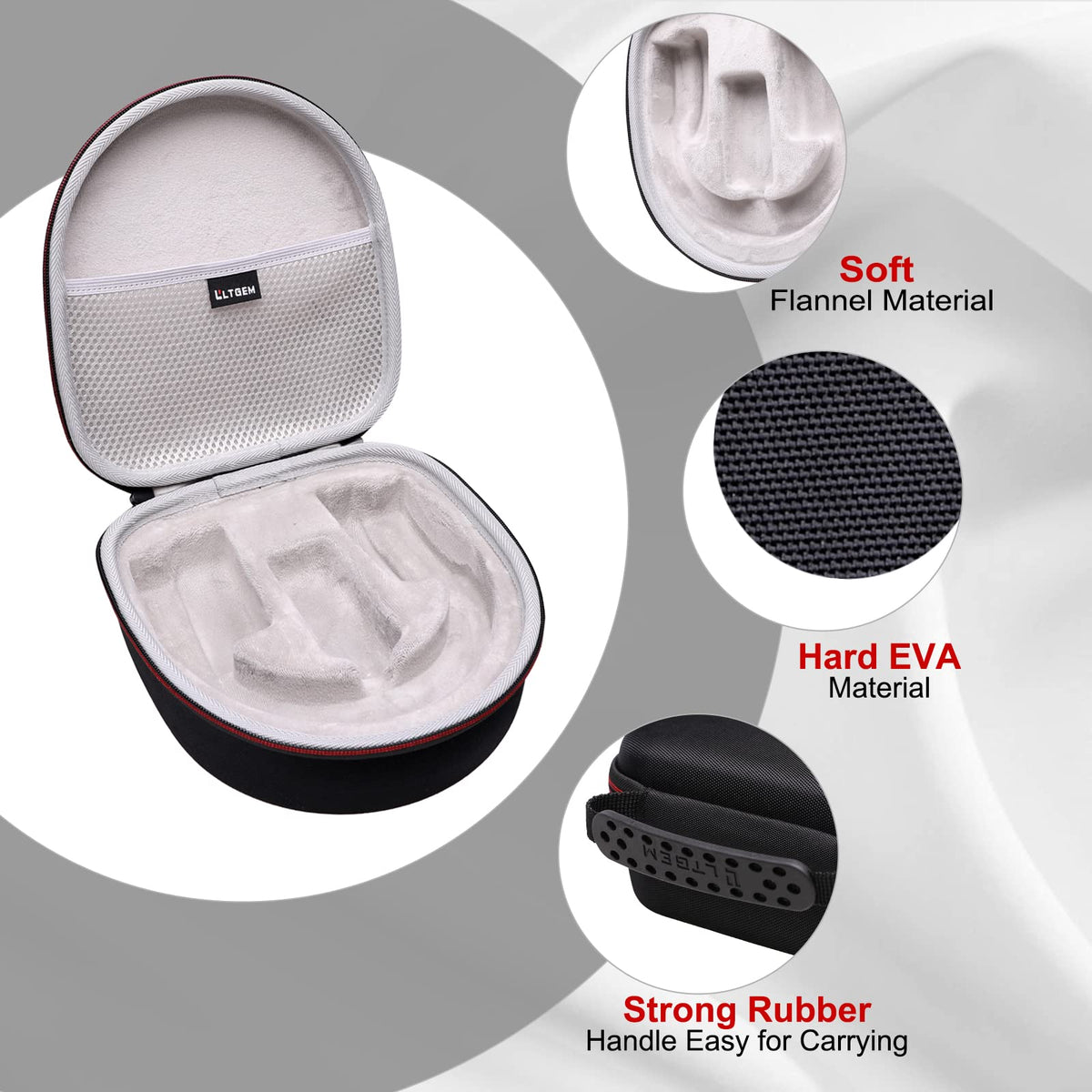 LTGEM case-hard-eva material provides semi-waterproof protection for headsets.