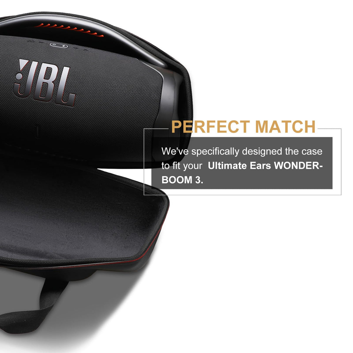LTGEM case inside backpack showing compact storage for JBL Boombox 3
