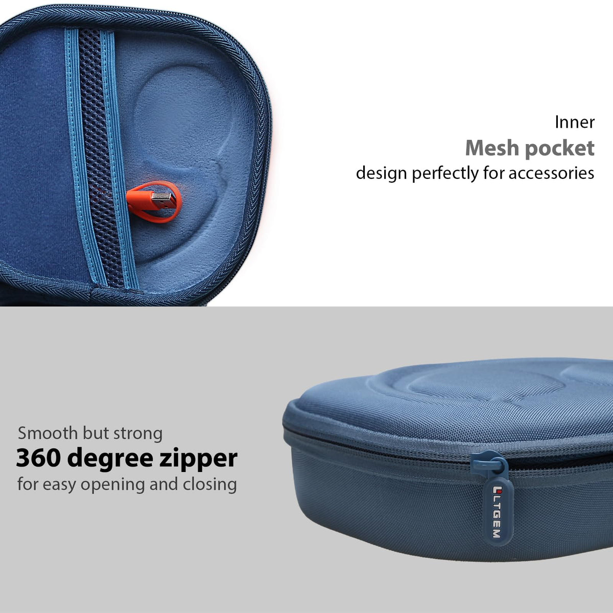 LTGEM case for JBL 780NC, zipper opening for quick access.
