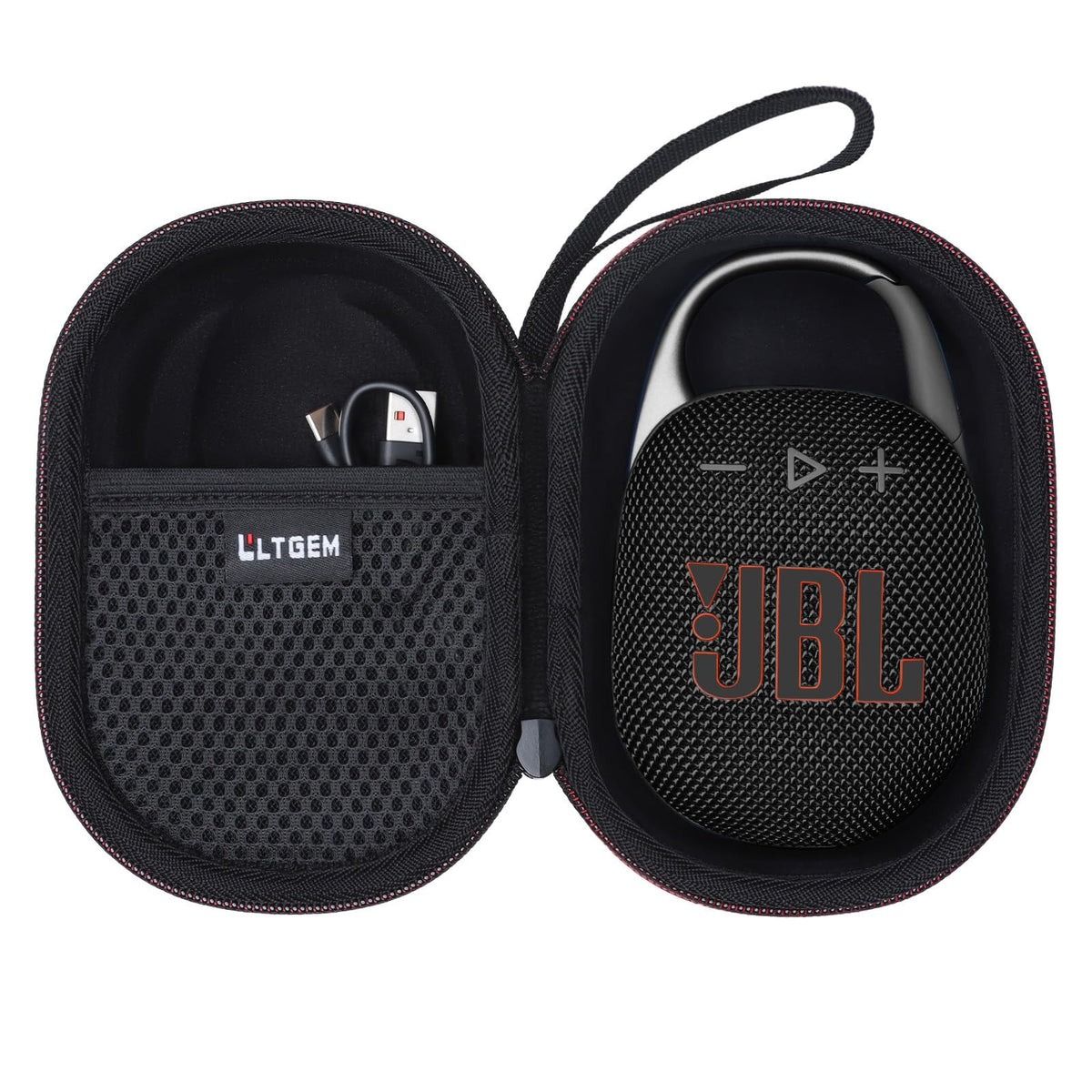 LTGEM case for JBL Clip 5 outer shell protects the speaker during travel.