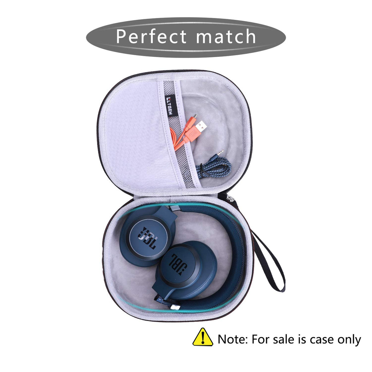 LTGEM JBL Live 770NC interior pocket holds accessories.