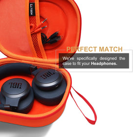 LTGEM JBL Tune 770NC orange case side view shows compact travel-friendly design.