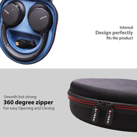 LTGEM case for Sony headphones features smooth 360-degree zipper for quick access.