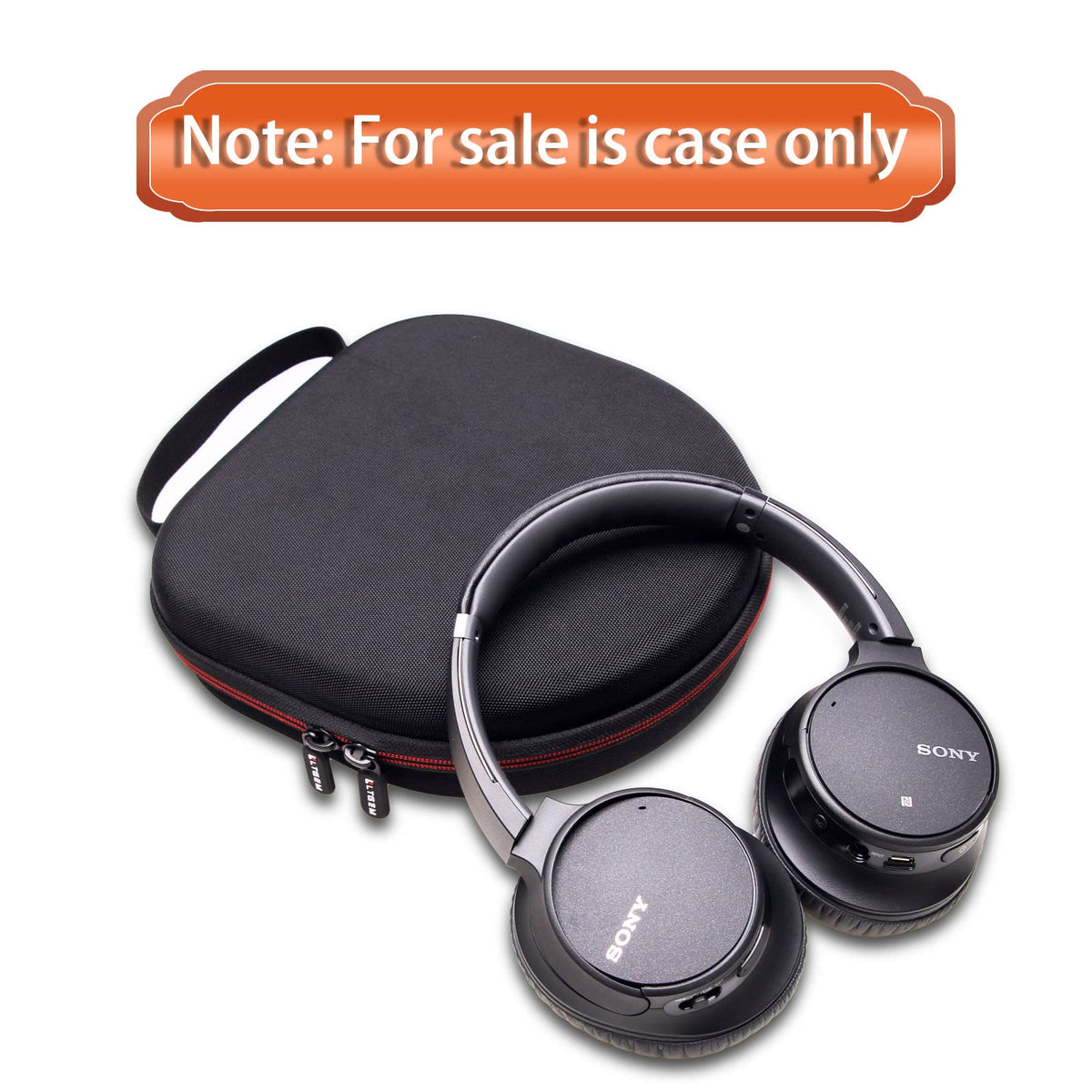 LTGEM case for Sony WH-CH520 interior pocket stores cables and small accessories.