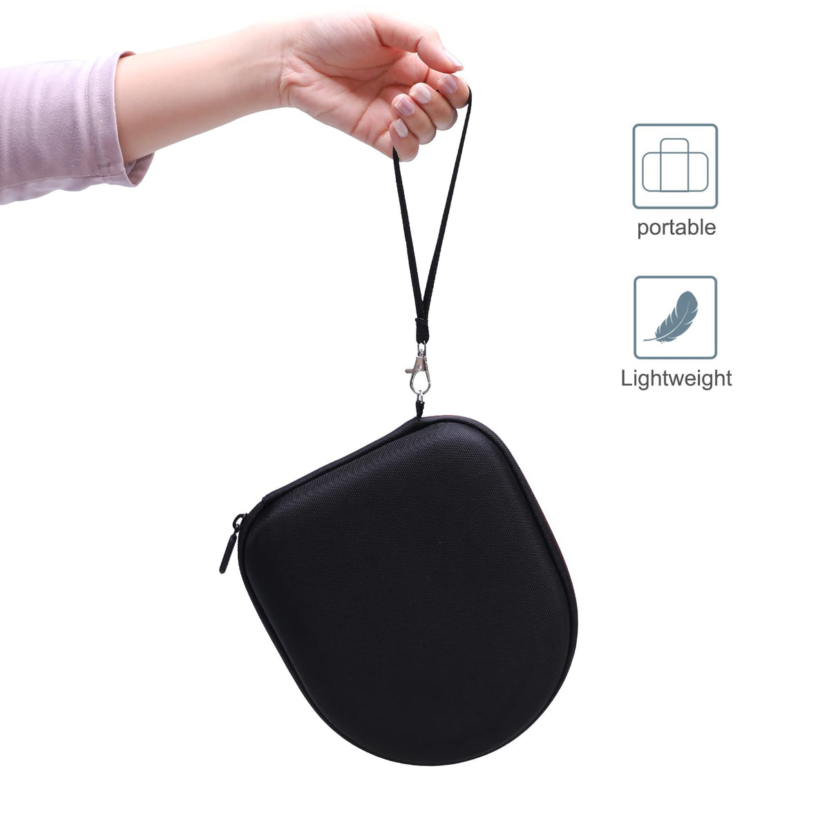 Inside LTGEM case reveals soft padding and snug headphone fit