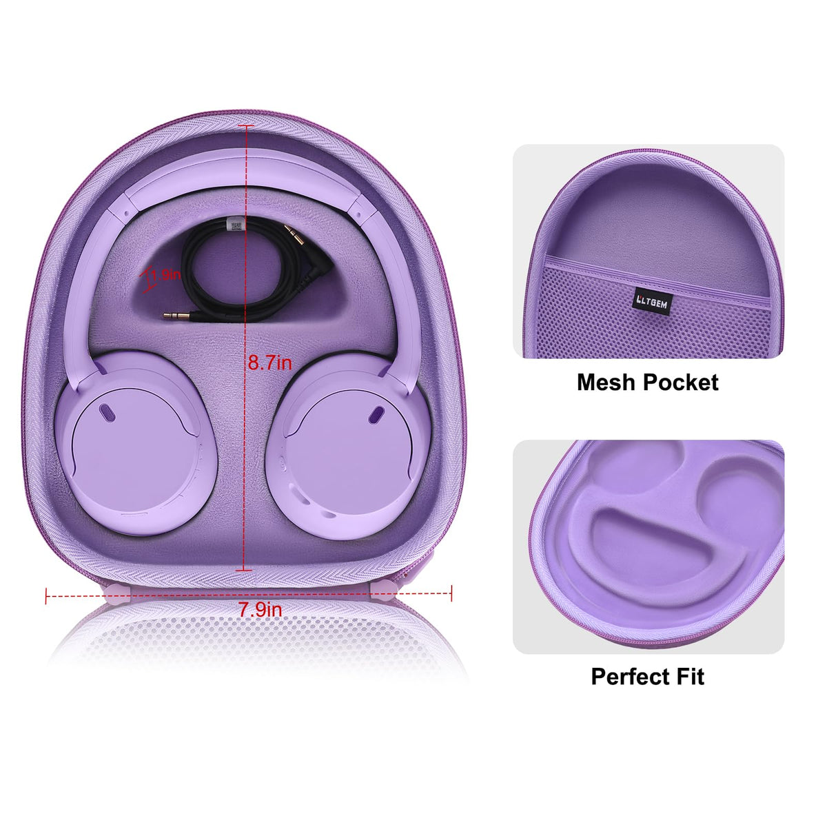 LTGEM case for Sony WH-CH510 fits snugly and guards components.