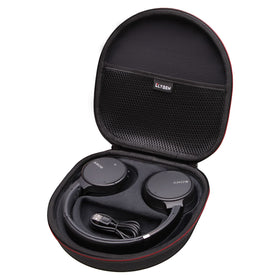 LTGEM exterior view of the hard case protecting Sony headphones during travel