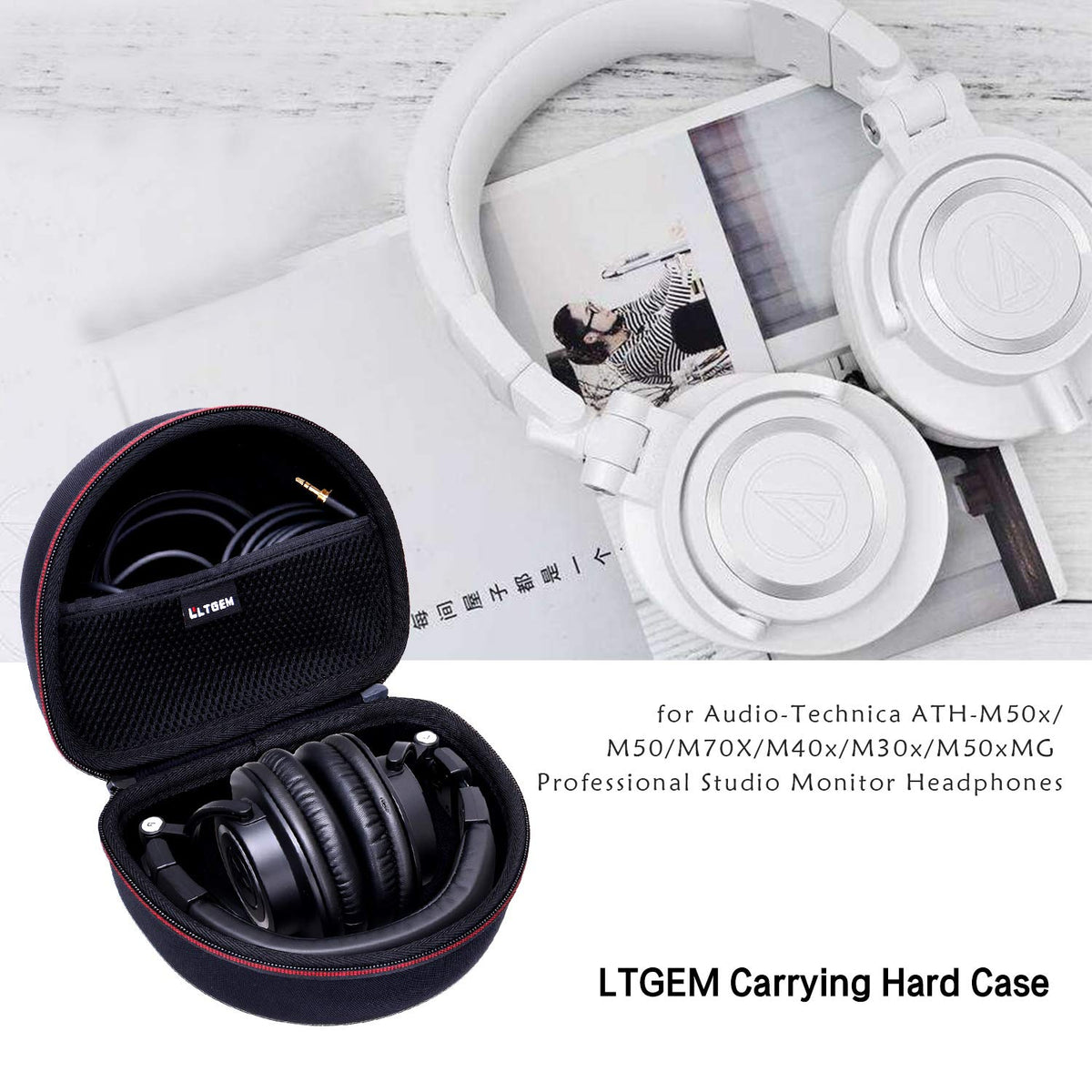 L LTGEM case interior pocket keeps accessories organized