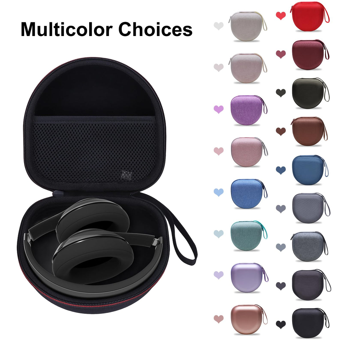 L LTGEM case fits KVIDIO headphones and protects during commute.