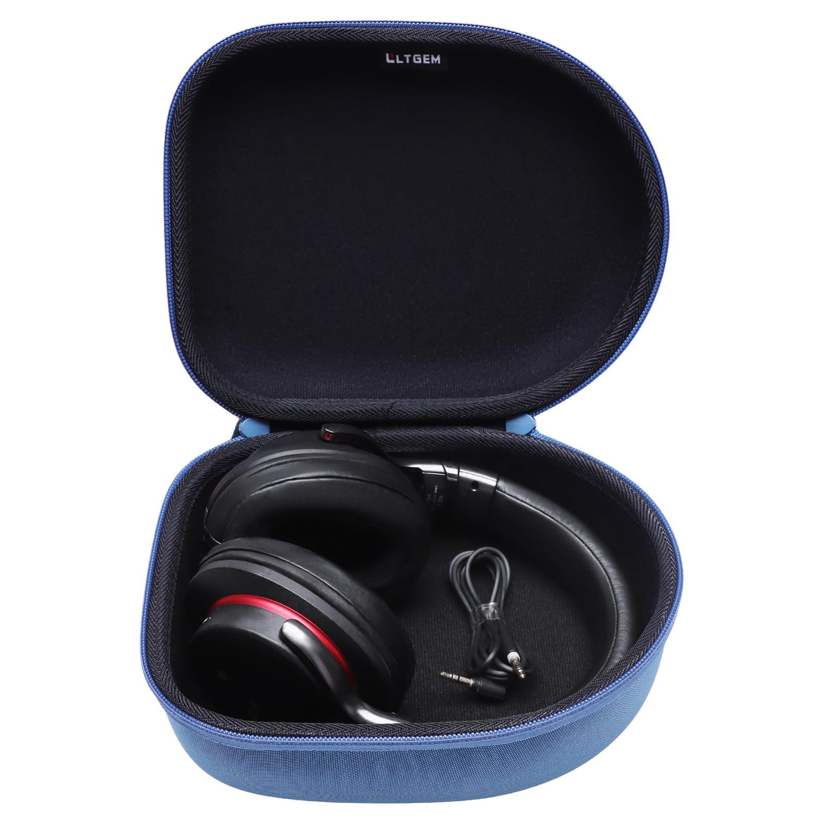 LTGEM headphone case shows outer dimensions for secure travel storage