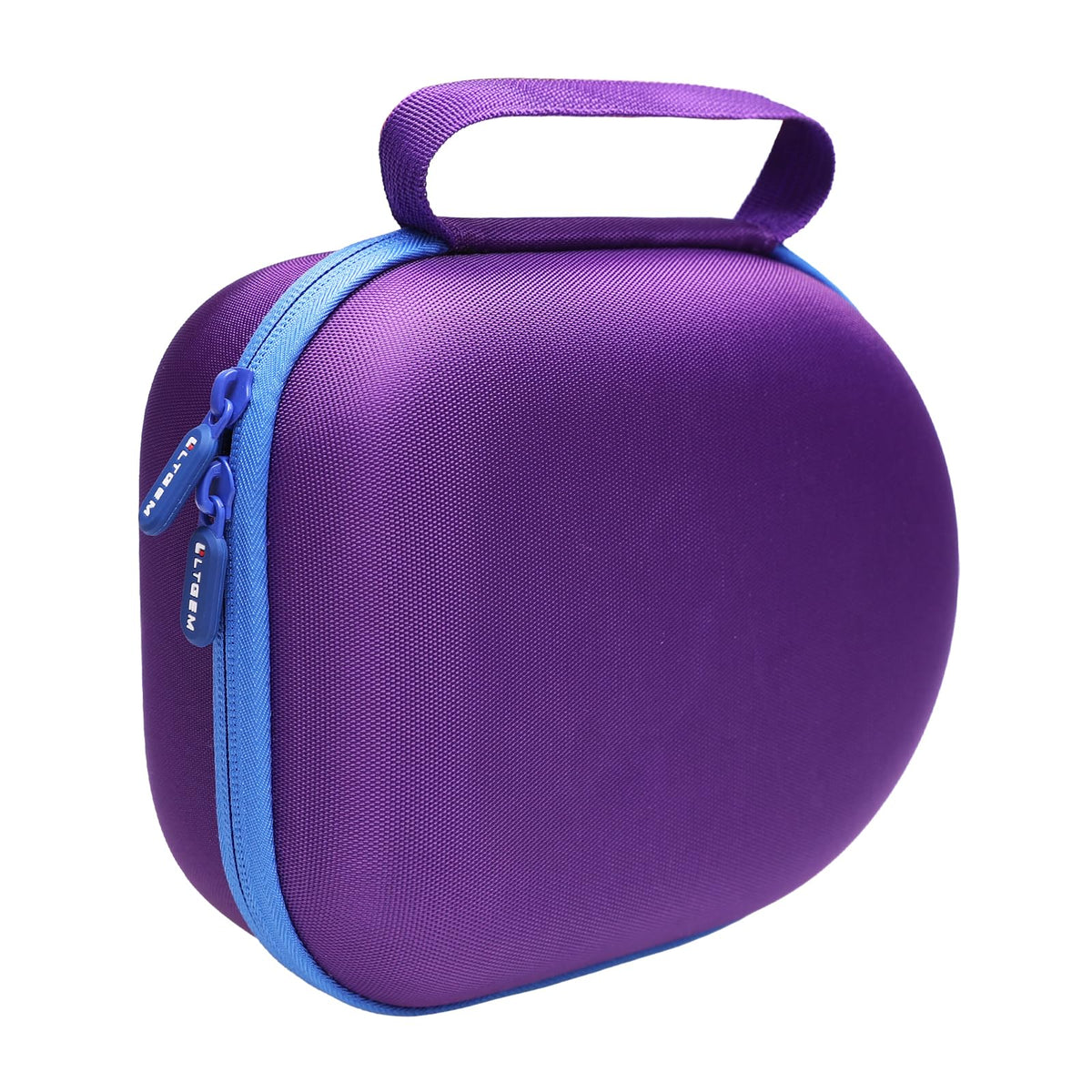 L LTGEM case purple-black side view showcases compact travel-friendly design.