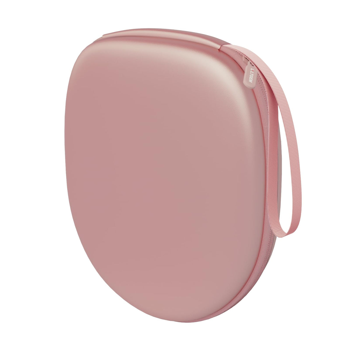 L LTGEM rose gold headphone case, front view for on-the-go protection.