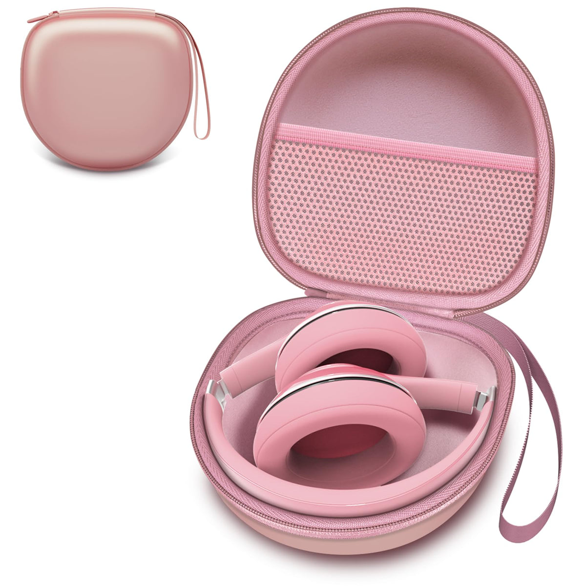L LTGEM rose gold headphone case front view with protective shell