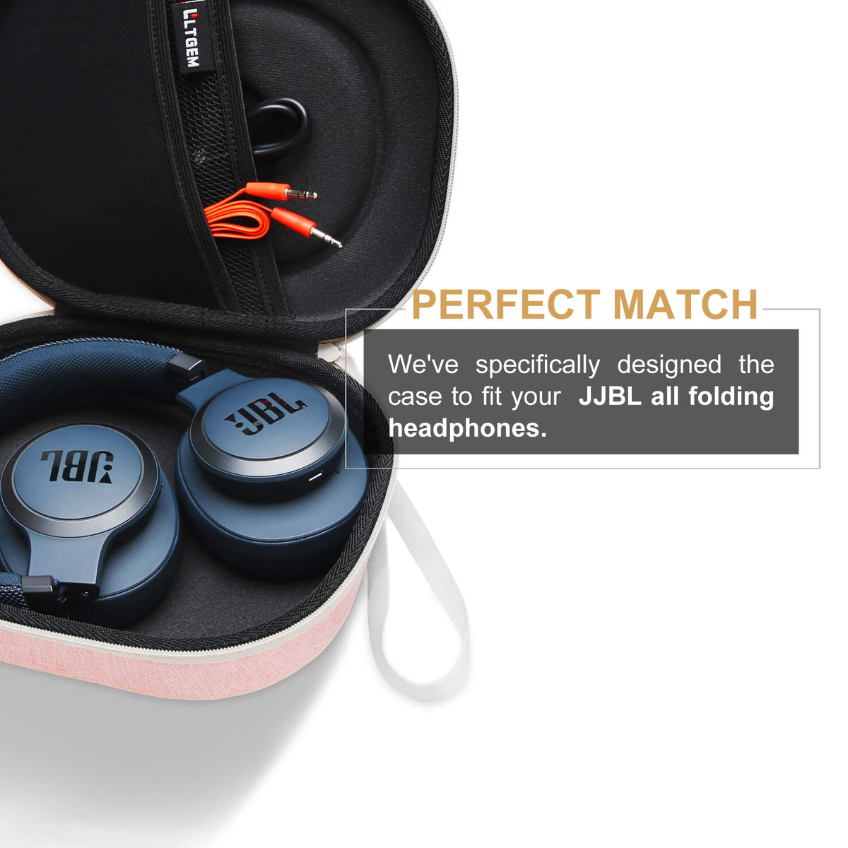 LTGEM JBL case inner compartment with space for accessories.