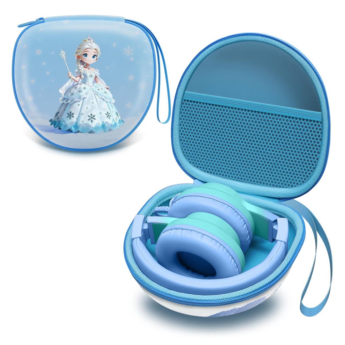 L LTGEM kids headphones case front view showing sturdy protection for travel