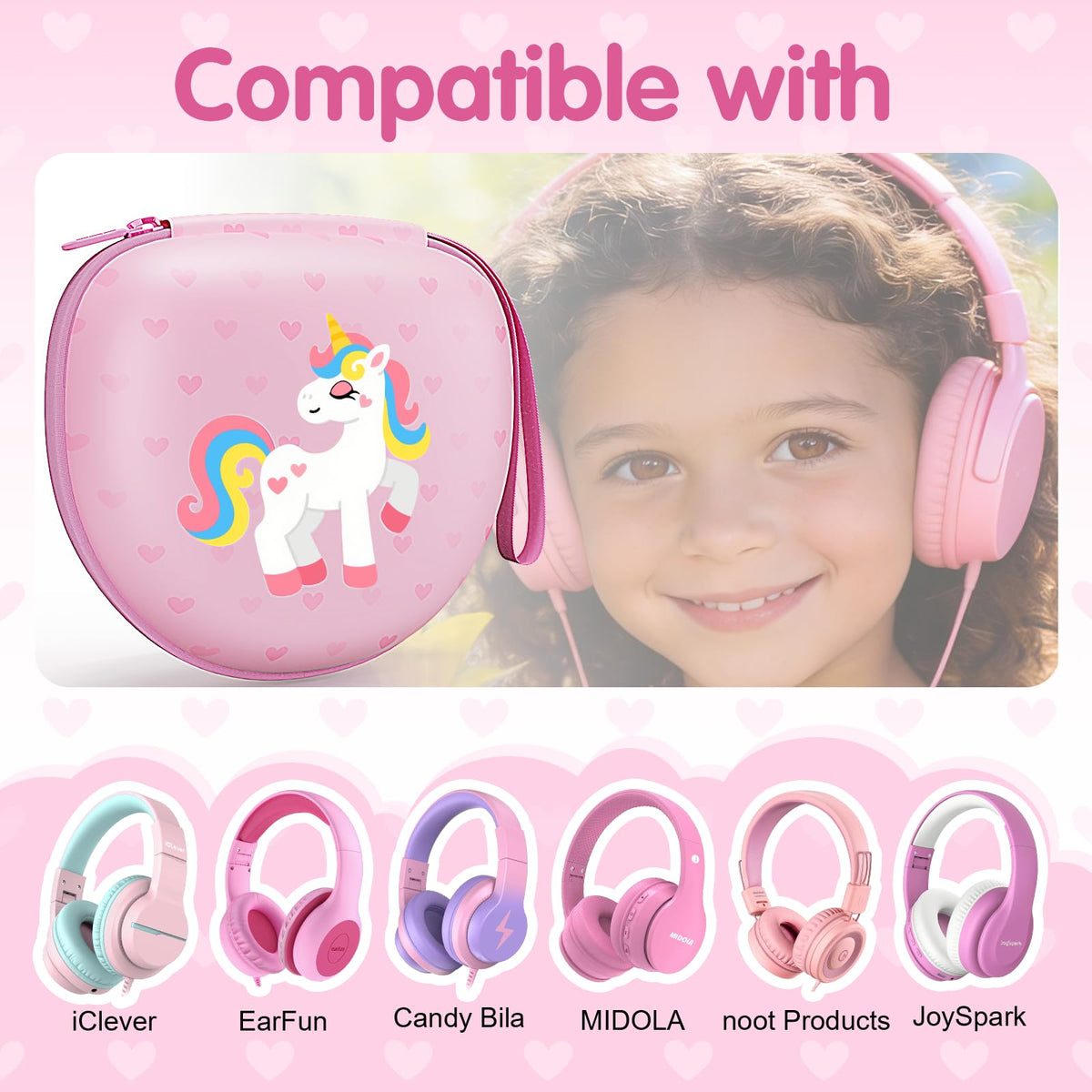 LTGEM Kids Headphones Case interior mesh pocket for cables and small accessories.