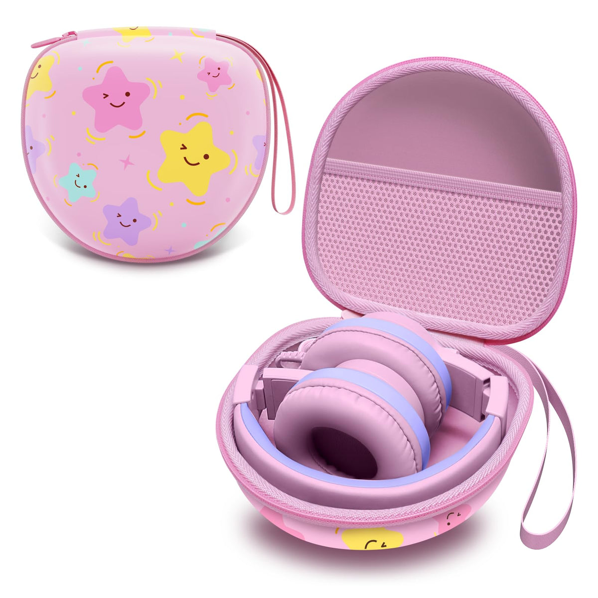 L LTGEM case demonstrates universal-fit for many foldable headphones, ready for travel.