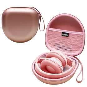 LTGEM rose gold foldable headphones case protecting kids' headphones on the go