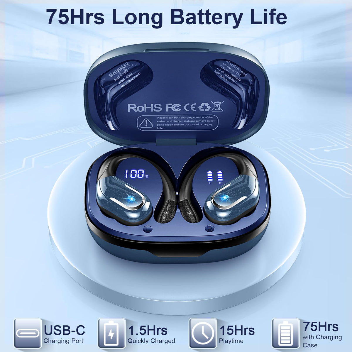 Ltinist earbuds worn with earhooks during exercise, ensures secure fit