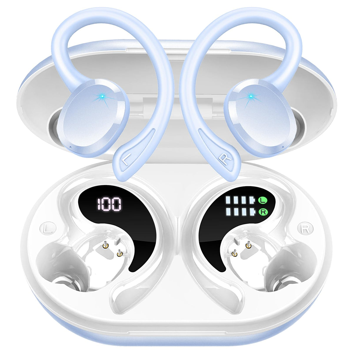 Ltinist front packaging showing earbuds and case, highlights included accessories benefit