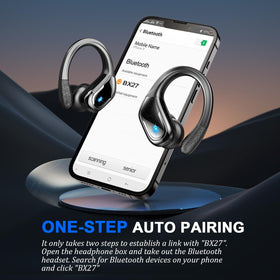 Person running outdoors wearing Ltinist earbuds, showcases stability and workout use