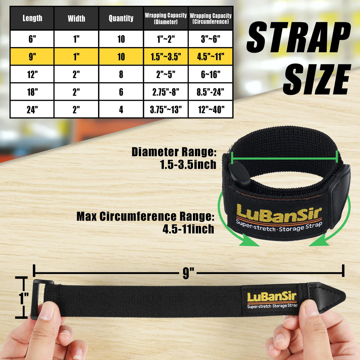 LuBanSir Cinch Strap helps with garage and shed organization.