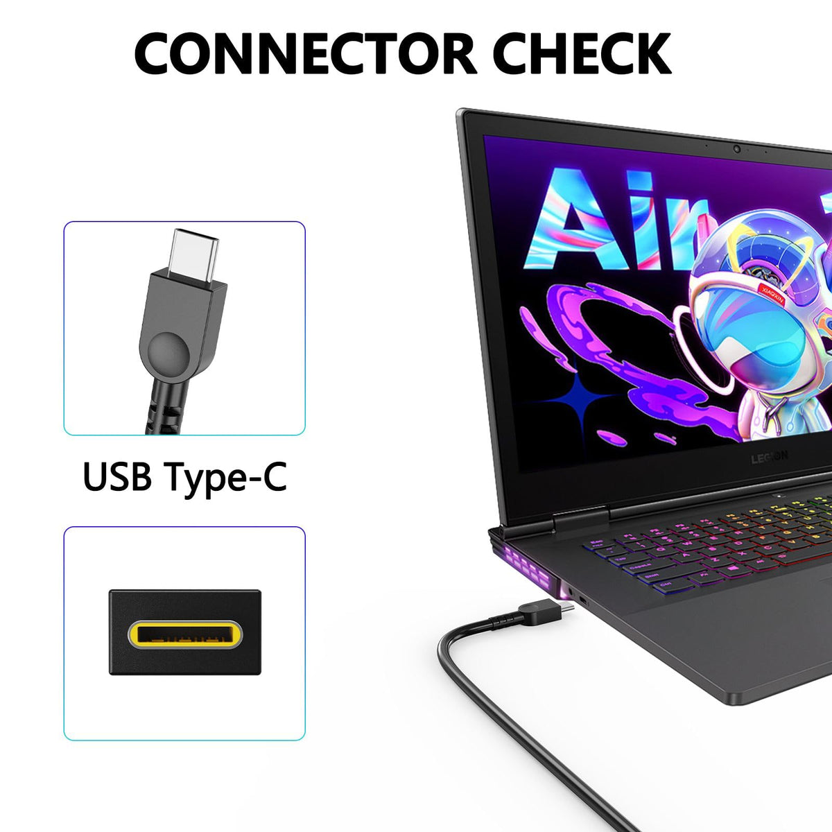 Lubinjiwai 65W USB-C Charger lenovo-compatibility highlights broad Lenovo support