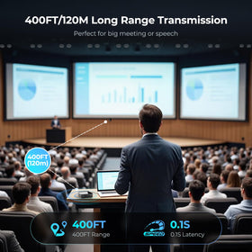 Three RX receivers enabling multi-screen setups in classrooms or meetings.
