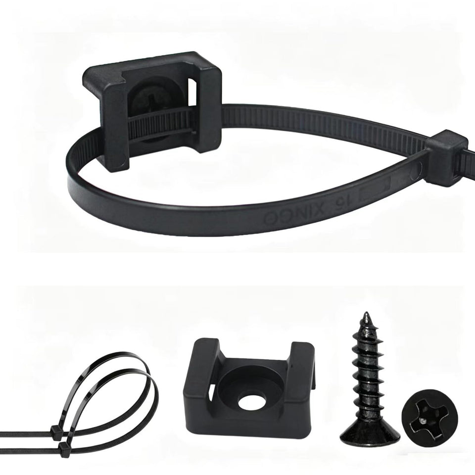 luckkyme pack of 100 black mounts showing packaging and count benefits