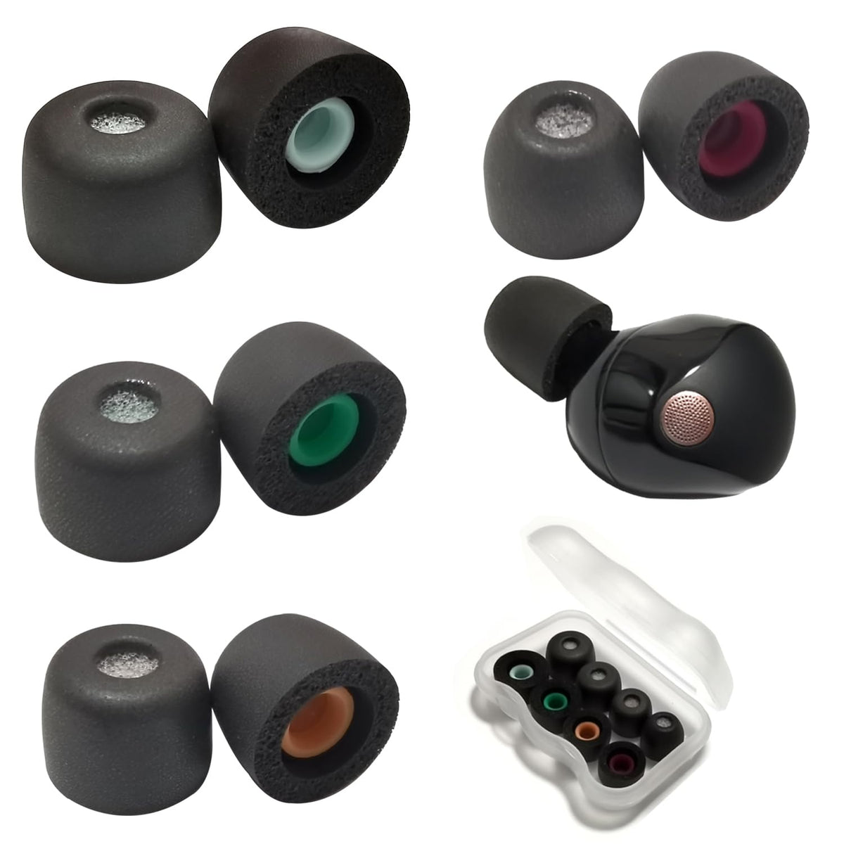 Luckvan memory foam ear tips for Sony WF-1000XM5 offer a comfortable, secure fit.