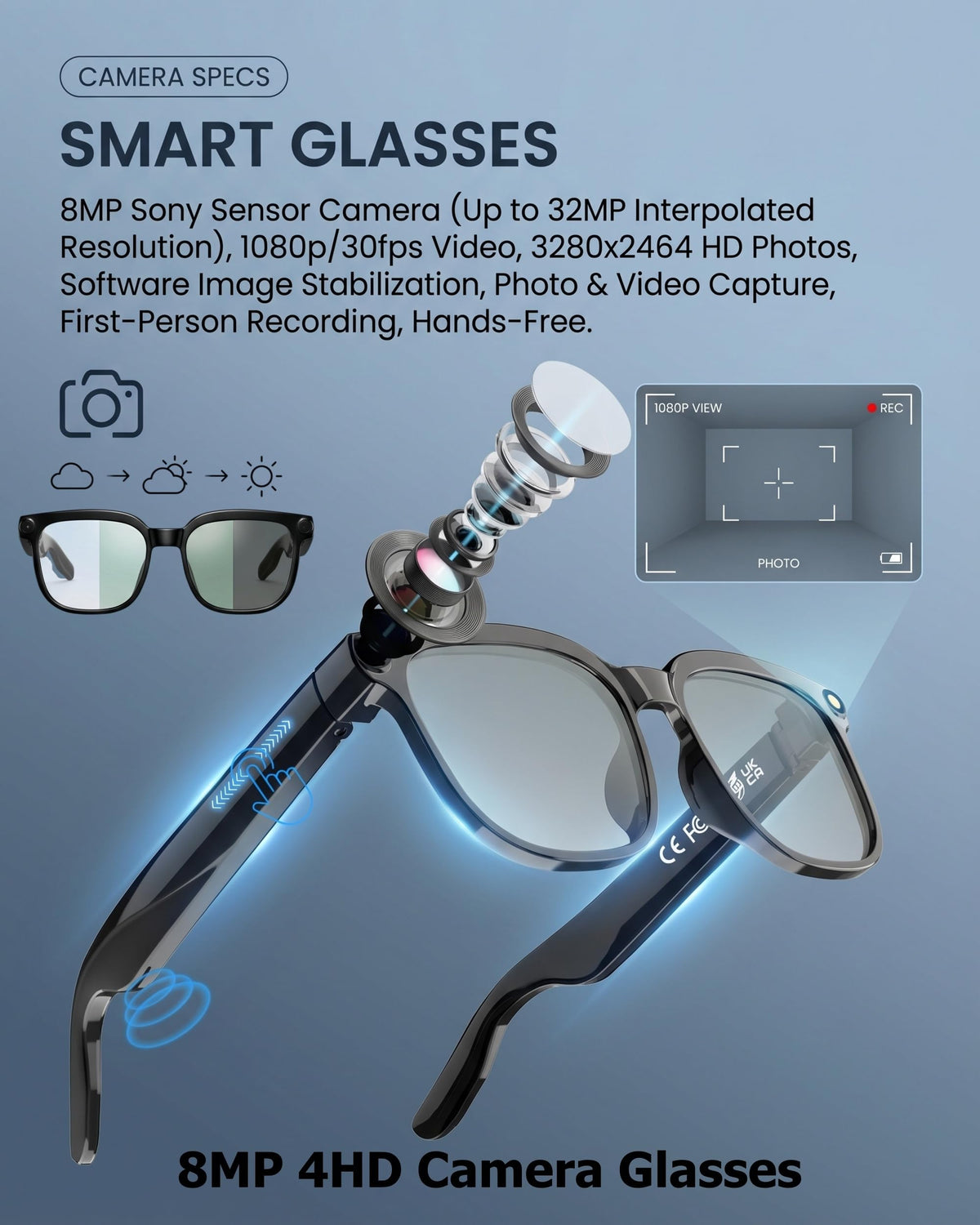 Lucky Miner AI Smart Glasses wearer using app for real-time translation