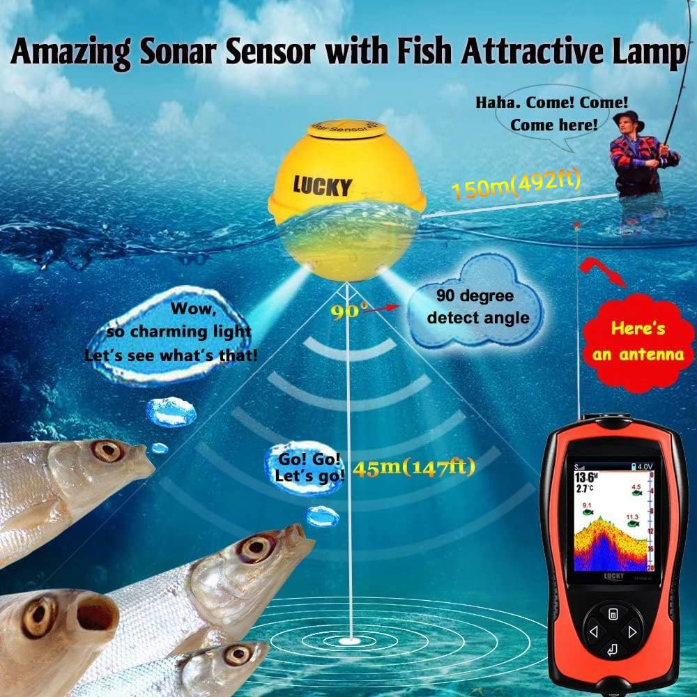 LUCKY transducer with wireless setup enables flexible fishing from shore or boat