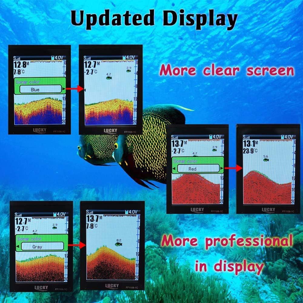 LUCKY water depth display highlights underwater contour and temperature