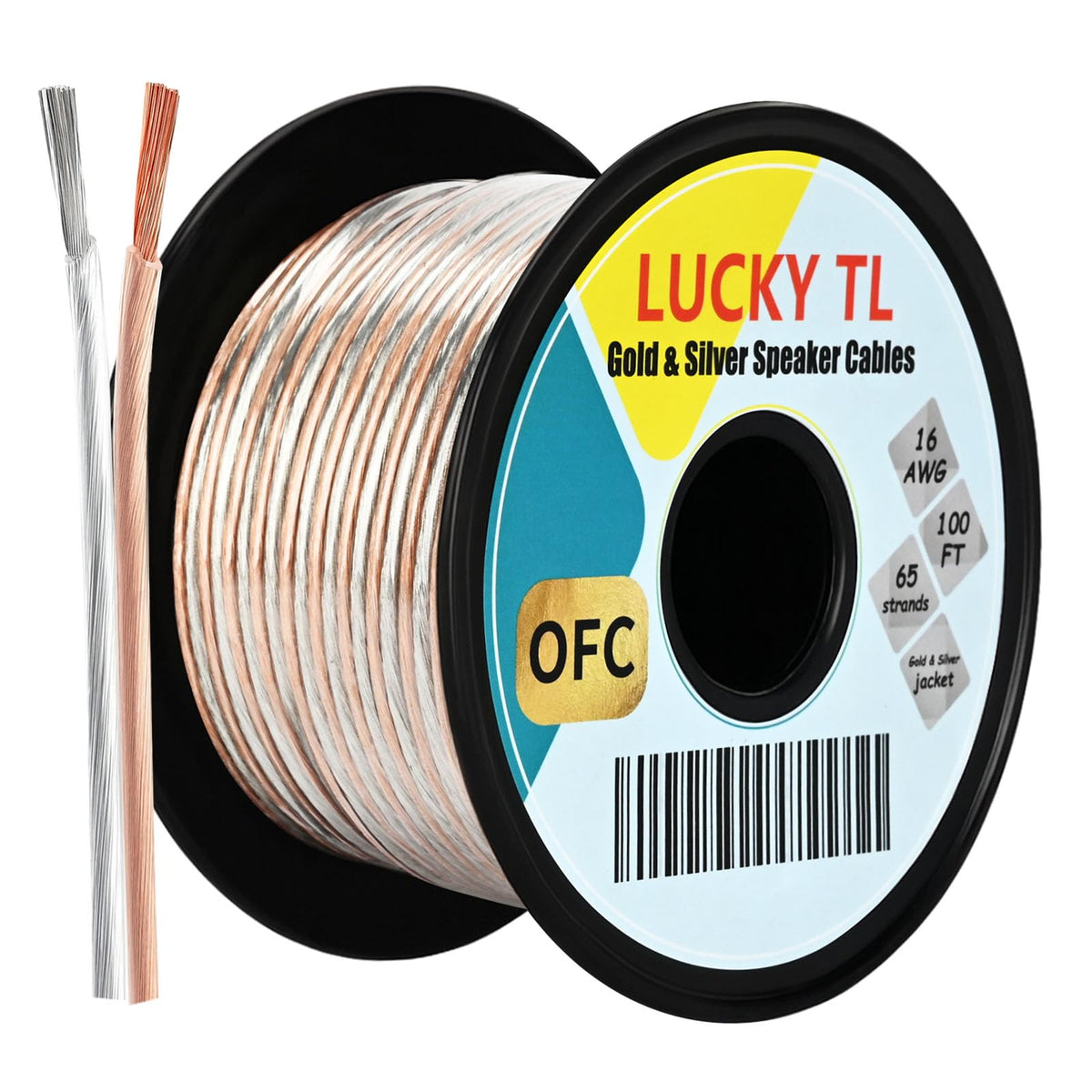 LUCKY TL 16 gauge speaker wire with gold jacket for crystal-clear home theater audio.