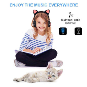 Luckyu wireless headphones with mic and glowing ears for parties and cosplay.